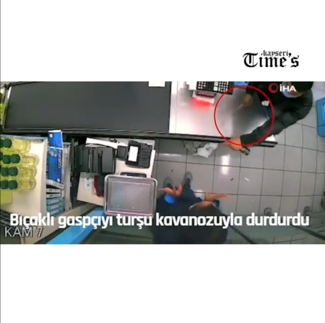 Bıçaklı gaspçıyı turşu kavanozu ile durdurdu