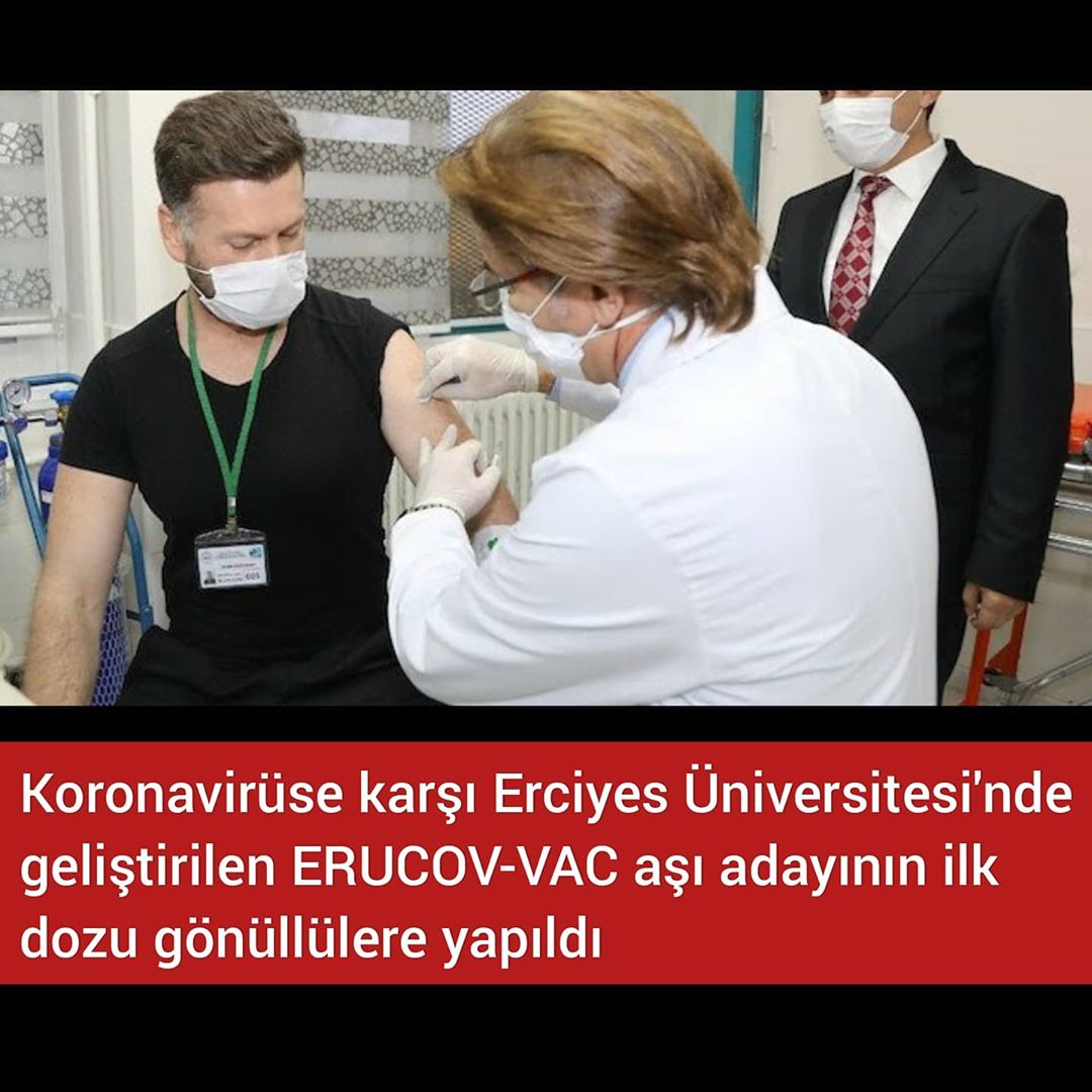 Koronavirüse karşı erciyes Üniversitesi'nde geliştirlen ERUCOV-VAC aşı adayının ilk dozu gönüllülere yapıldı.