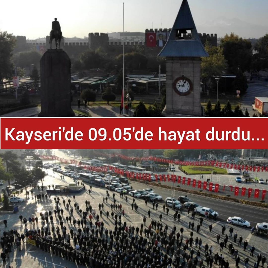 Cumhuriyet Meydanı'nda vatandaşların 09: 05'te işlerini bırakıp saygı duruşuna geçti.