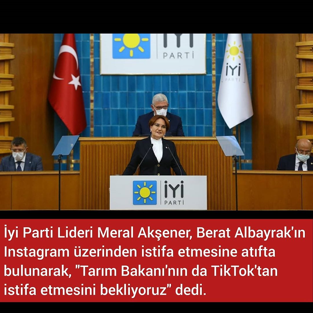 İYİ Parti lideri Meral Akşener Tarım Bakanı’nın da TikTok’ta yapacağı bir düetle istifa etmesini bekliyoruz dedi