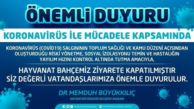 Harikalar Diyarı içerisindeki Hayvanat Bahçesi de 1 Aralık itibariyle koronavirüs tedbirleri kapsamında ziyaretlere kapatıldı.