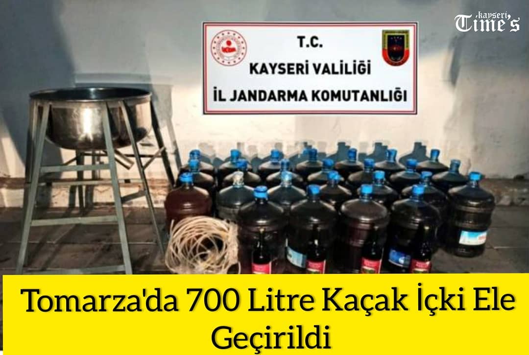 Tomarza'da 700 litre kaçak içki ele geçirildi