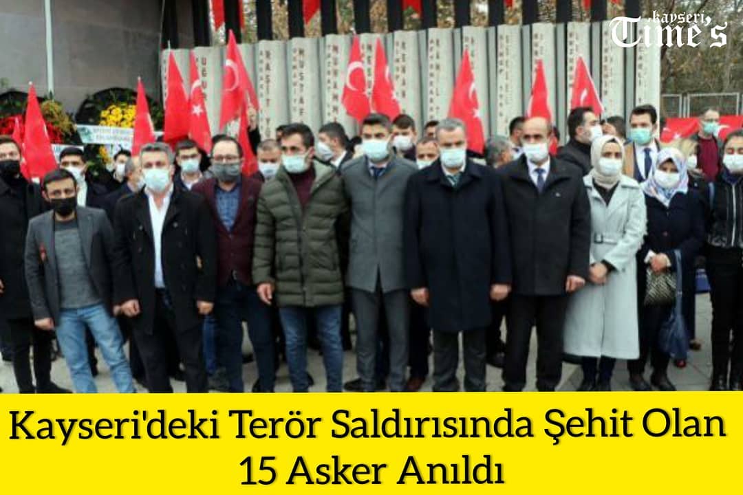 Kayseri'de terör saldırısında şehit olan 15 asker anıldı