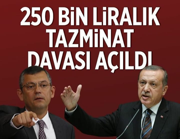 Recep Tayyip Erdoğan kendisine hakaret ettiği gerekçesiyle Chp Grup Başkanvekili Özgür Özel'e 250 bin liralık tazminat davası açtı.