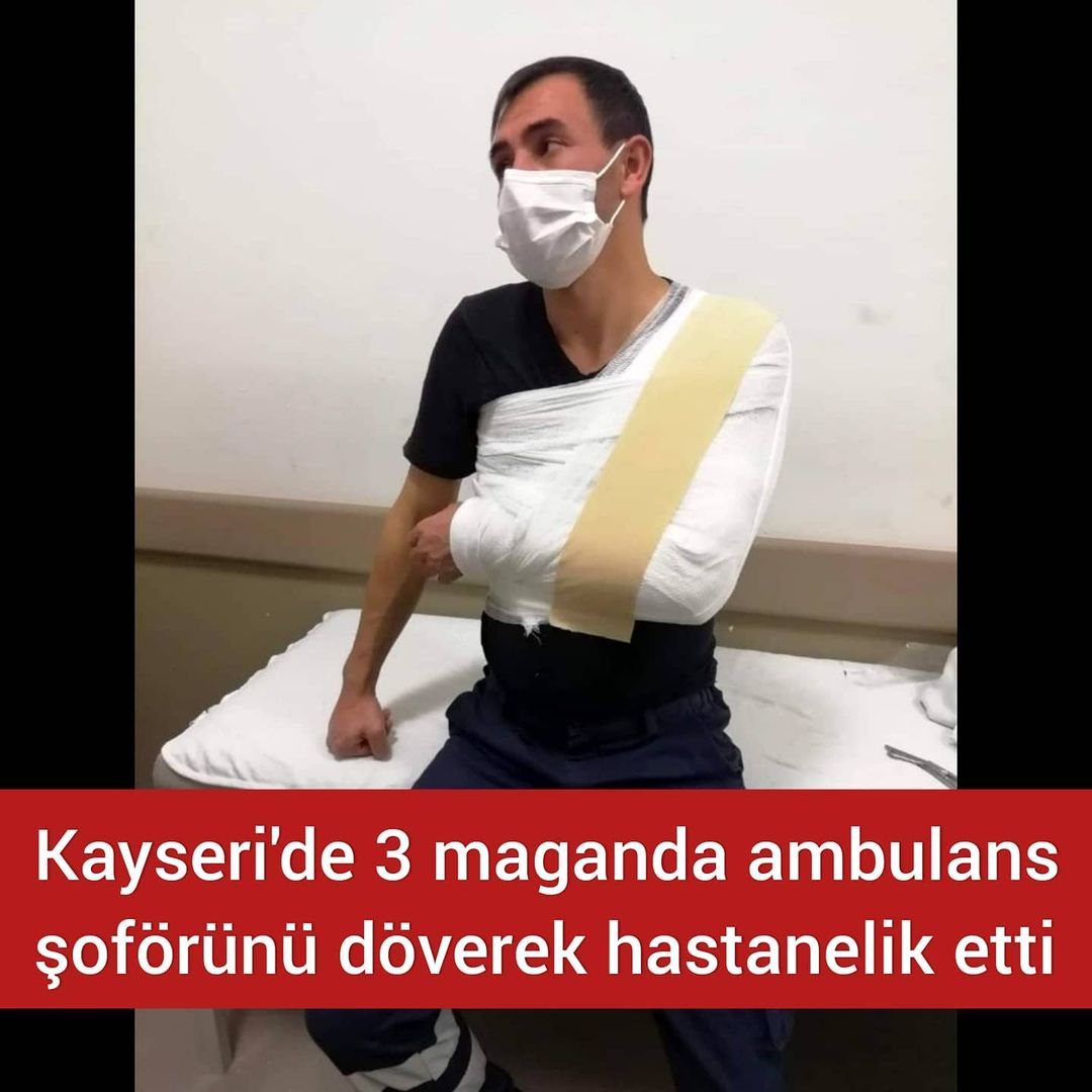 Kayseri'de 3 maganda ambulans şoförünü döverek hastanelik etti