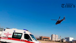 Kalp krizi geçiren yaşlı kadın ambulans helikopterle şehir merkezine taşındı