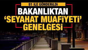 Bakanlıktan seyahat muafiyeti genelgesi 81 ile gönderildi.