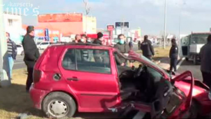 Taklalar atan otomobil ağaçlara çarparak durabildi