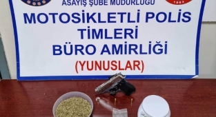 Kütahya’da uyuşturucu madde ve ruhsatsız tabanca ele geçirildi