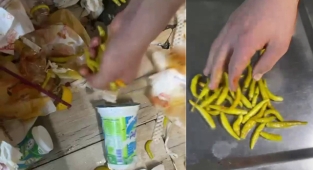 Kadıköy'de akıl almaz görüntü: Çöpe dökülen biberleri toplayıp tekrar müşteriye sundular