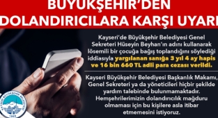 BÜYÜKŞEHİR’DEN “DOLANDIRICILIK” UYARISI