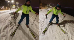 Avcılar'da kayak yapan vatandaş, bu kez Üsküdar'da boğaz kıyısında kaydı
