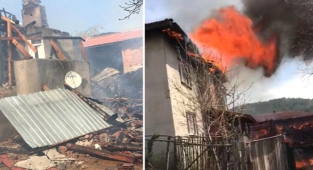 Bahçesindeki çalıları yakmak isteyen adam, yanlışlıkla kendi evini yakıp kül etti!