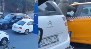 Levent'te trafikte yol verme kavgasında ilginç anlar