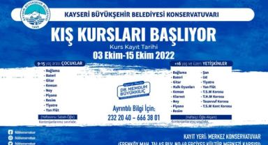 Büyükşehir Konservatuarı Kış Kursları İçin Kayıtlar Başlıyor