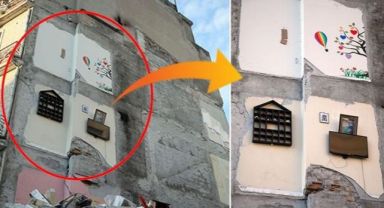 Hatay'dan şaşkına çeviren görüntü; binanın dış duvarı, komşu binanın iç duvarı