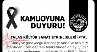 TALAS KÜLTÜR SANAT ETKİNLİKLERİ İPTAL