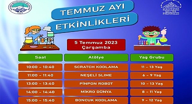 KAYSERİ BİLİM MERKEZİ'NDE TEMMUZ AYI ETKİNLİKLERİ