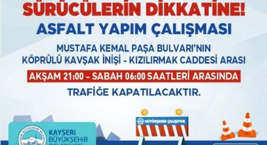 BÜYÜKŞEHİR’DEN MUSTAFA KEMAL PAŞA BULVARI’NDA “TAŞ MASTİK” ASFALT ÇALIŞMASI