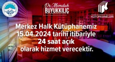 Büyükşehir’in Merkez Halk Kütüphanesi 7/24 Kütüphane Oldu