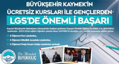 Büyükşehir KAYMEK'in ücretsiz kursları ile gençlerden LGS'de önemli başarı