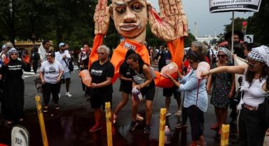 Halkın öfkesi bitmiyor! Beyaz Saray önünde Biden ve Netanyahu protestosu