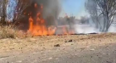 Develi'de anız yangını