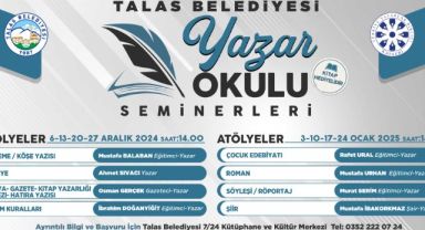 Talas'ta yazar okulu seminerleri başlıyor