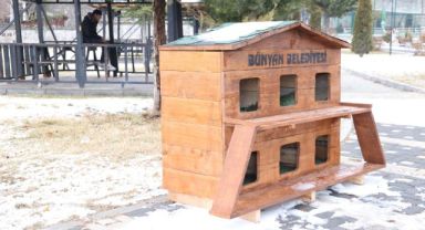 Bünyan'da sokak hayvanları için kulübeler yerleştirildi