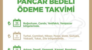 KAYSERİ ŞEKER PANCAR BEDELİ ÖDEMELERİ TAKVİMİ YAYINLANDI