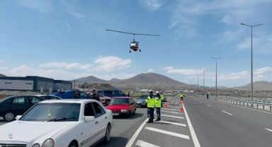 Kayseri'de yollar Cayrokopter ile havadan denetlendi