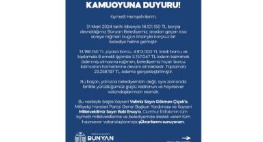 Bünyan Belediyesi borçsuz hale geldi