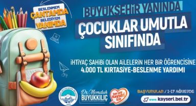 Başkan Büyükkılıç duyurdu: “Kırtasiye ve beslenme desteği ile çocuklarımızın yanındayız”