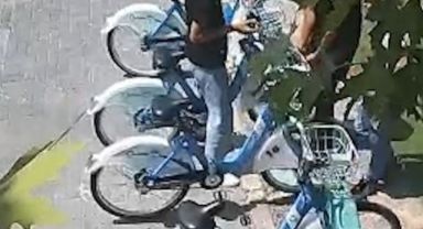 Bisiklet vandalları kamerada
