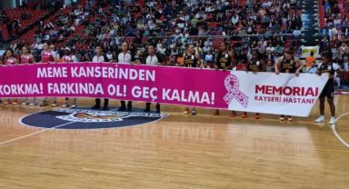 Kayseri Kadın Basketbol 'meme kanserine' dikkat çekti