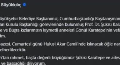 Şükrü Karatepe'nin eşi hayatını kaybetti