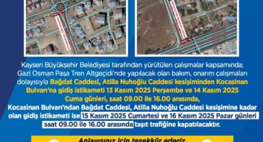 Büyükşehir Belediyesi’nden sürücülere ‘onarım çalışması’ uyarısı