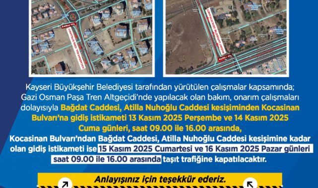 Büyükşehir Belediyesi’nden sürücülere ‘onarım çalışması’ uyarısı
