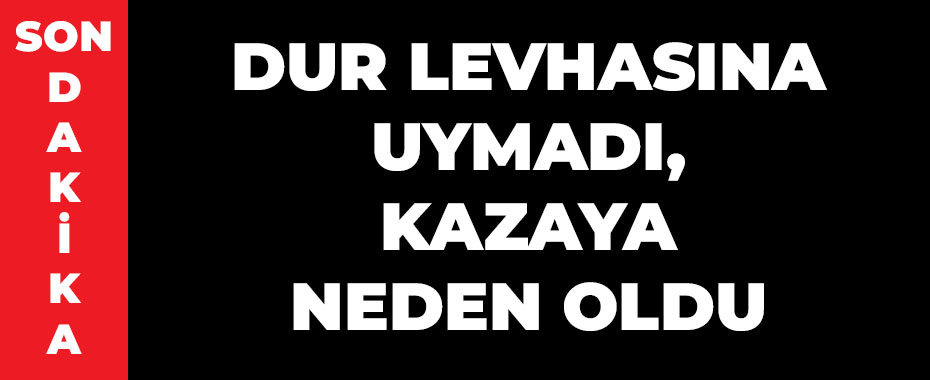 Dur levhasına uymadı, kazaya neden oldu
