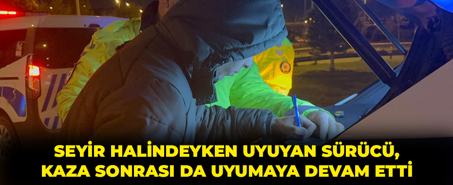 Seyir halindeyken uyuyan sürücü, kaza sonrası da uyumaya devam etti