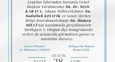 DEVA Partisi Melikgazi’de Kongre Heyecanı: Üst Düzey Katılımla İlk Olağan Kongre Yapılıyor!