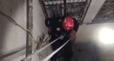 Havalandırma boşluğuna düşen kediyi itfaiye kurtardı