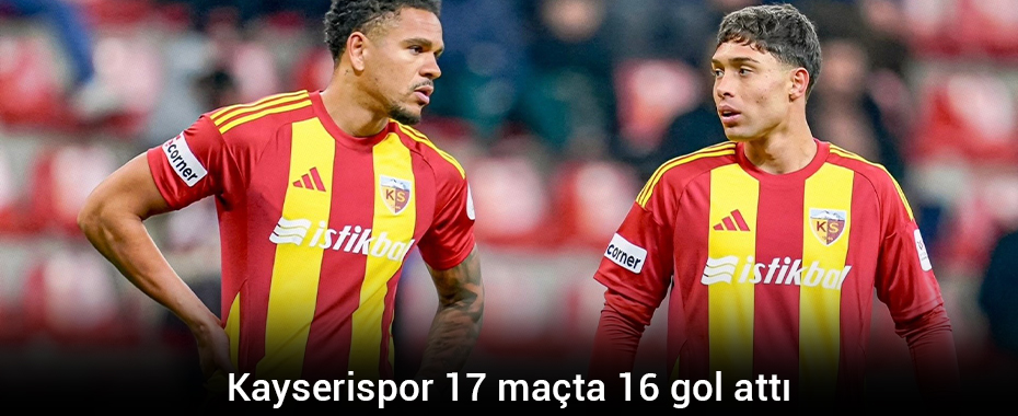 Kayserispor 17 maçta 16 gol attı