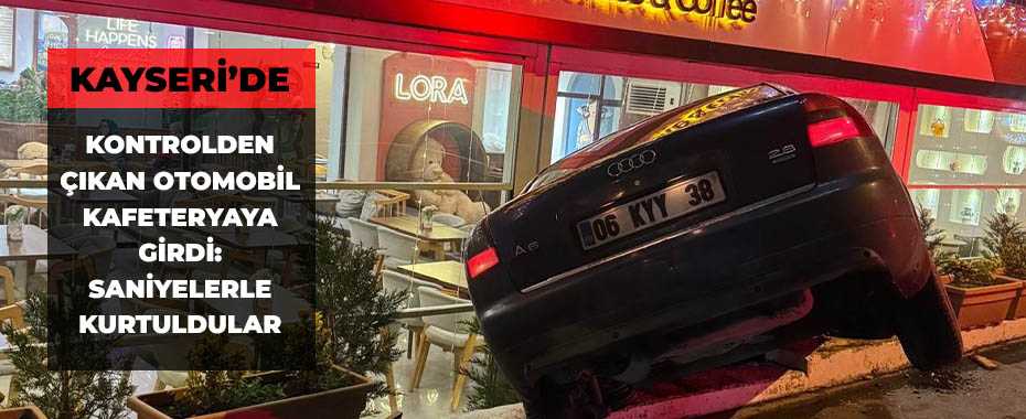 Kontrolden çıkan otomobil kafeteryaya girdi: Saniyelerle kurtuldular