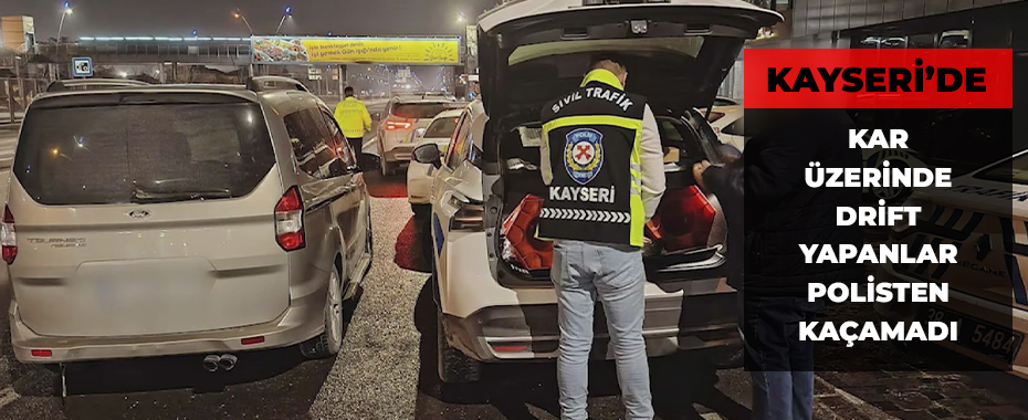 Kar üzerinde drift yapanlar polisten kaçamadı