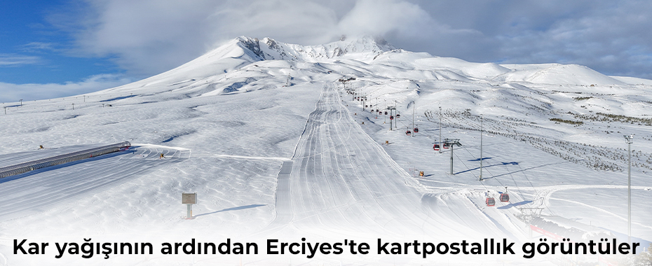 Kar yağışının ardından Erciyes'te kartpostallık görüntüler