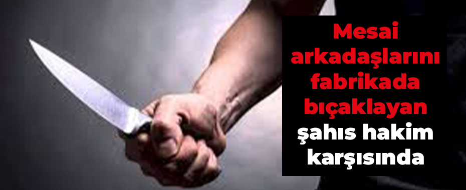 Mesai arkadaşlarını fabrikada bıçaklayan şahıs hakim karşısında