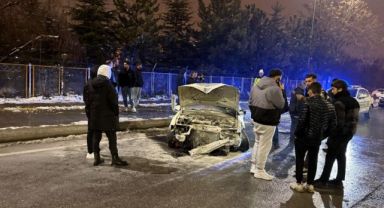 Pert olan otomobilden burnu kanamadan çıktı