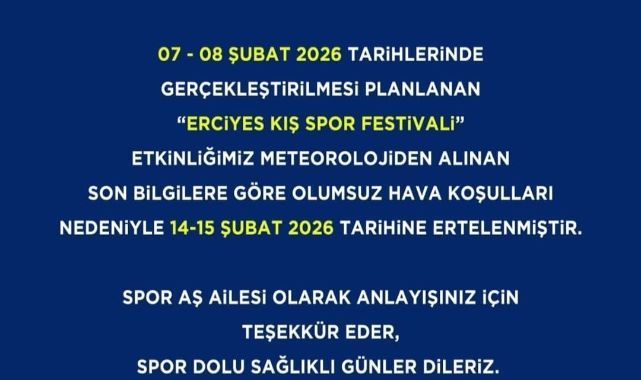 Erciyes Kış Spor Festivali ertelendi