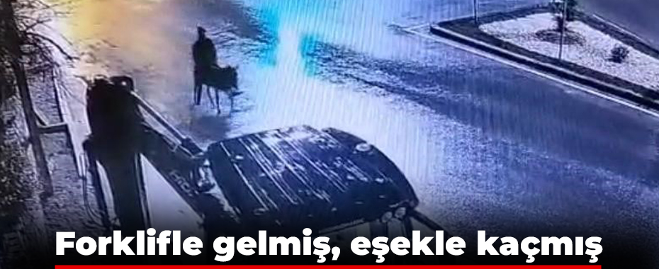 Forklifle gelmiş, eşekle kaçmış